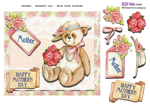 Mother - Mothers Day - Bear With Flowers