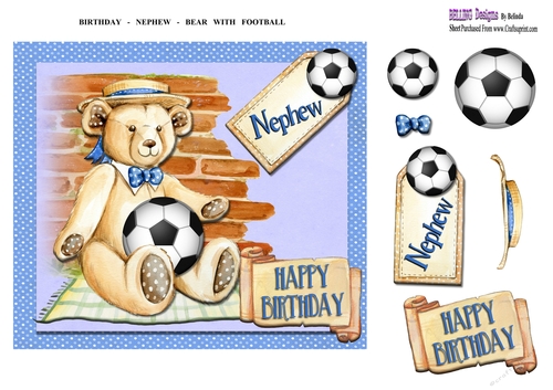 Birthday - Nephew - Bear With Football