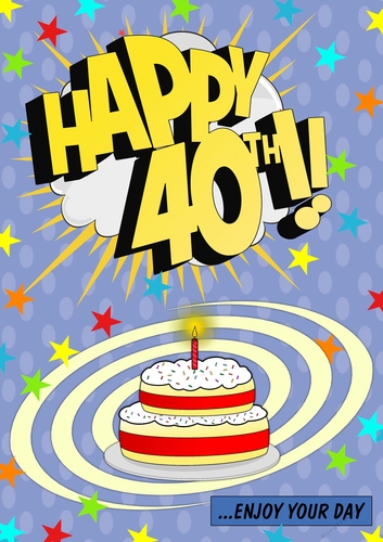 Happy 40th - Light Blue - Card Front