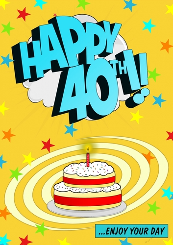 Happy 40th - Yellow - Card Front