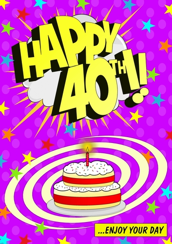 Happy 40th - Purple - Card Front