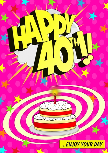 Happy 40th - Bubblegum Pink - Card Front