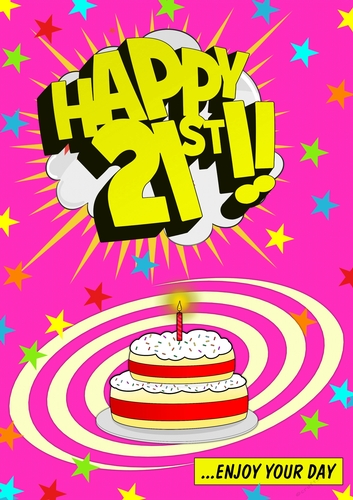 Happy 21st - Bubblegum Pink - Card Front