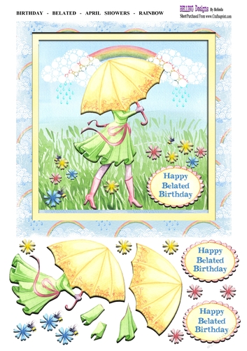 Birthday - Belated - April Showers - Rainbow