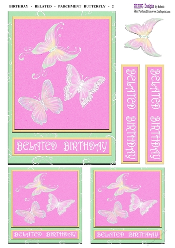 Birthday - Belated - Parchment Butterfly - 2