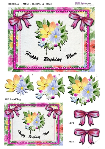 Birthday - Mum - Floral & Bows