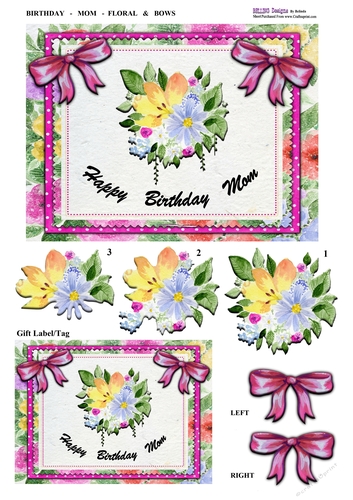 Birthday - Mom - Floral & Bows