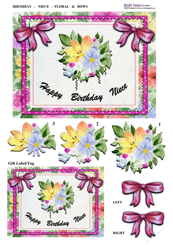 Birthday - Niece - Floral & Bows