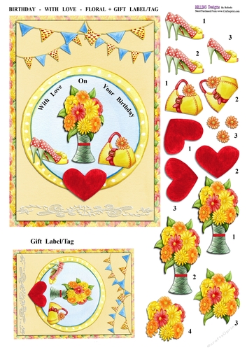 Birthday - With Love - Floral + Gift Label/Tag