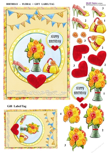 Birthday - Floral + Gift Label/Tag