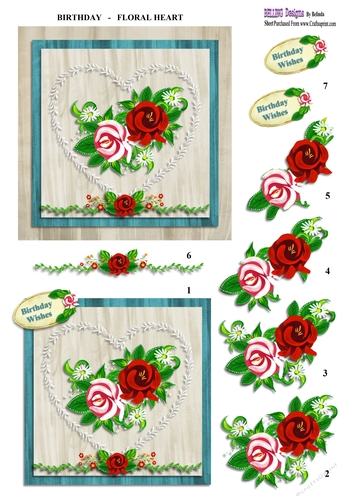 Birthday - Floral Heart