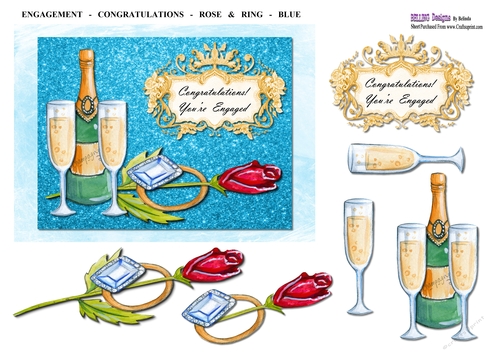 Engagement - Congratulations! - Rose & Ring - Blue