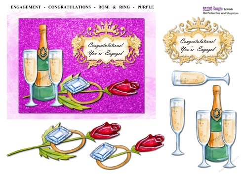 Engagement - Congratulations! - Rose & Ring - Purple