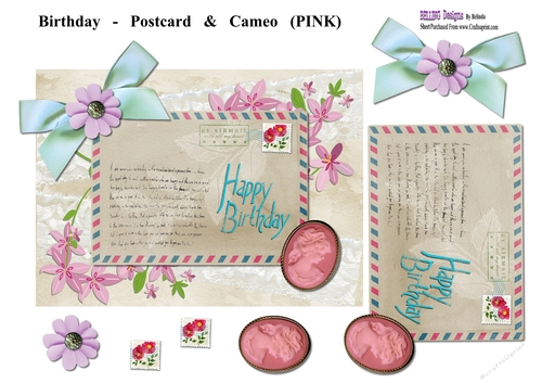 Birthday - Postcard & Cameo (Pink)