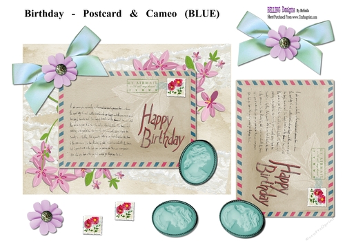 Birthday - Postcard & Cameo (Blue)
