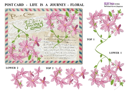 Post Card - Life Is A Journey - Floral
