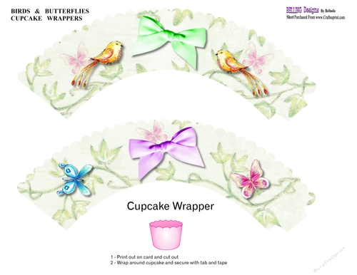 Cupcake Wrappers - Birds & Butterflies