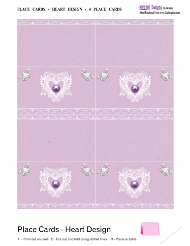 Place Cards - Heart Design - 4 Place Cards