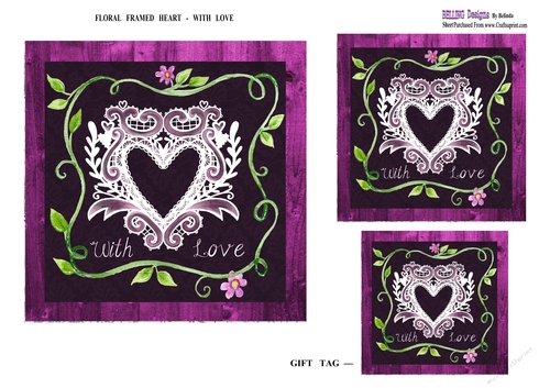 Floral Framed Heart - With Love