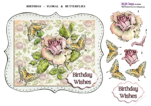 Birthday - Floral & Butterflies