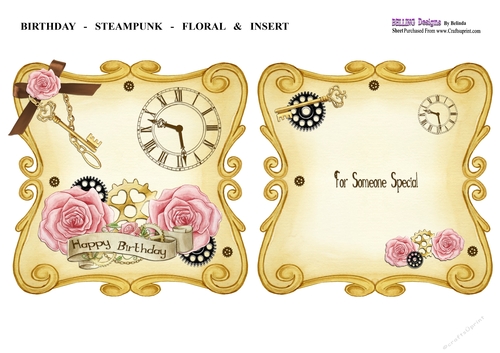Birthday - Steampunk - Floral & Insert