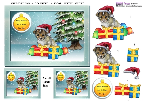 Christmas - So Cute - Dog With Gifts