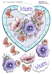Mum - Floral Heart & Butterflies