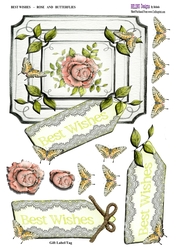 Best Wishes - Rose & Butterflies