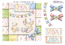 New Baby - Patchwork Bears - PInk