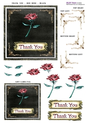 Thank You - Red Roses - Black