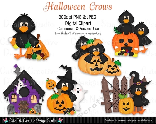 Halloween Crows Digital Clip Art Set