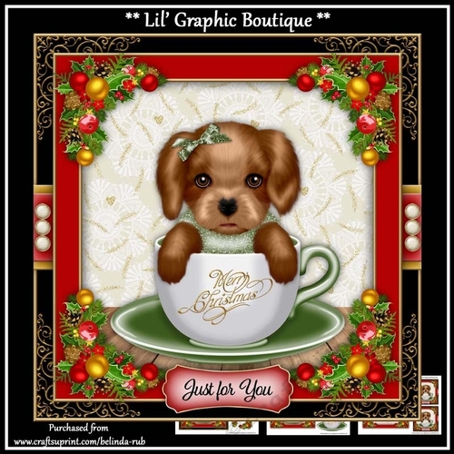 Christmas Teacup Puppy1 Mini Card Kit