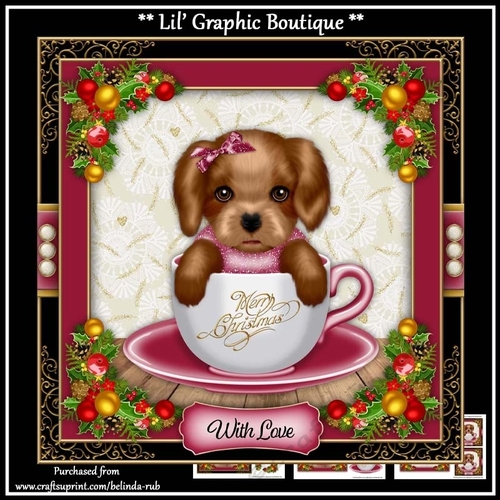 Christmas Teacup Puppy2 Mini Card Kit