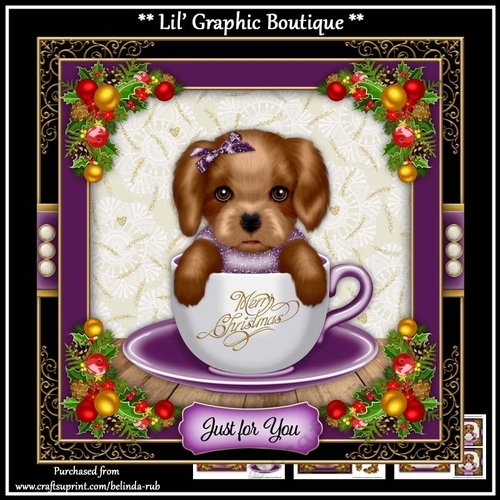 Christmas Teacup Puppy3 Mini Card Kit