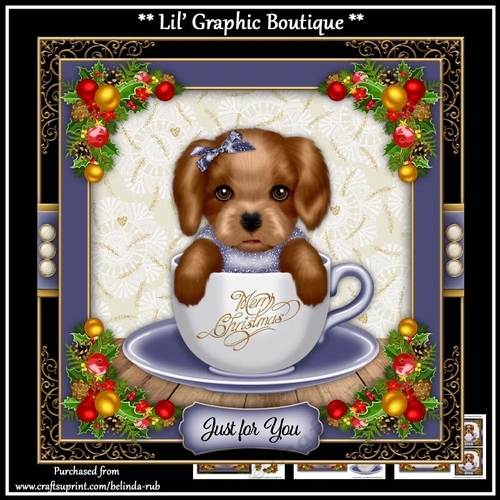 Christmas Teacup Puppy4 Mini Card Kit