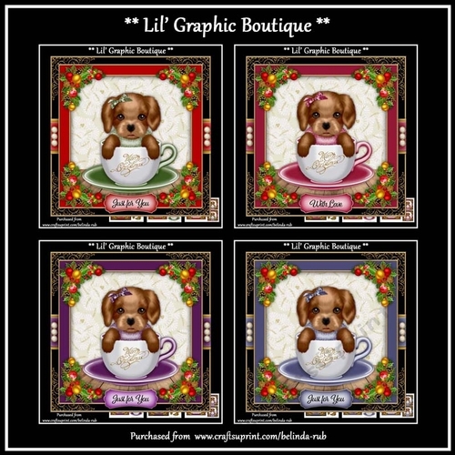 Christmas Teacup Puppy Bumper Card Kit