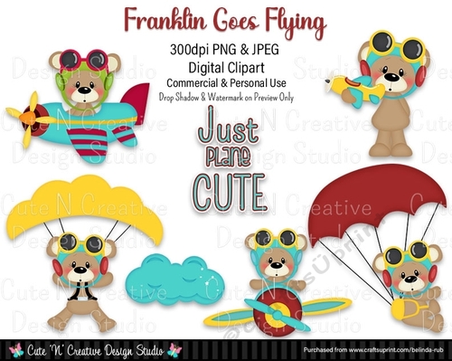 Franklin Goes Flying Digital Clip Art Set