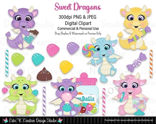 Sweet Dragons Digital Clip Art Set