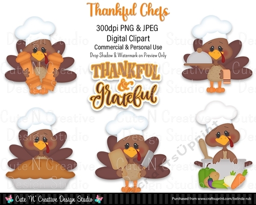 Thankful Chefs Digital Clip Art Set