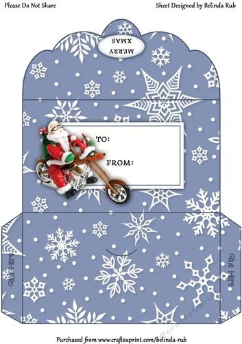 Motorbike Santa Money Envelope