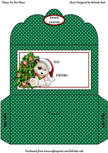 Doggy Christmas5 Money Envelope