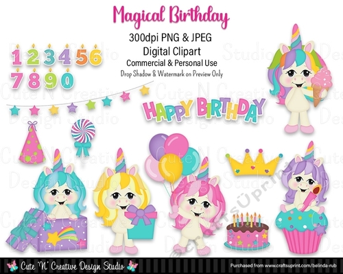 Magical Birthday Digital Clip Art Set