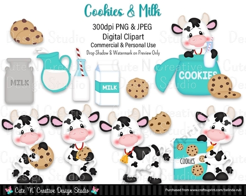 Cookies and Milk Digital Clip Art Set