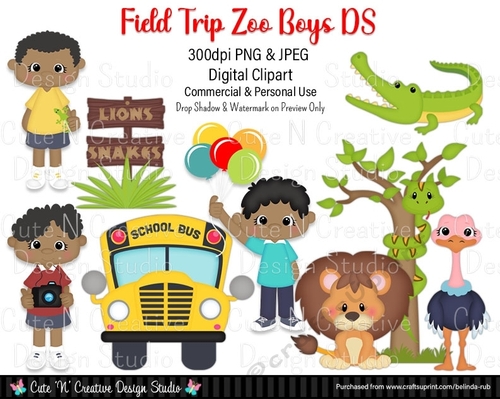 Field Trip Zoo Boys DS Digital Clip Art Set