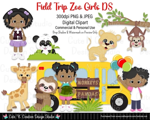 Field Trip Zoo Girls DS Digital Clip Art Set