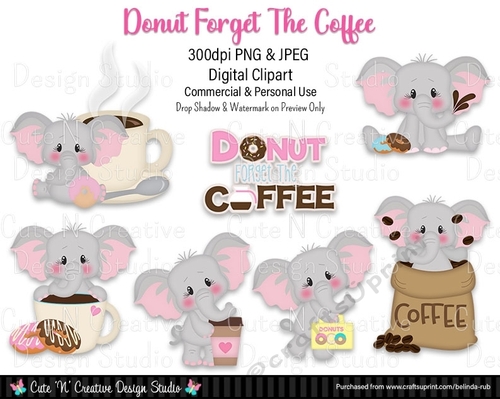 Donut Forget the Coffee Digital Clip Art Set