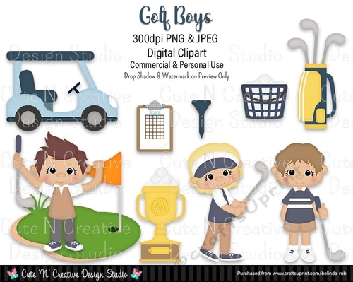 Golf Boys Digital Clip Art Set