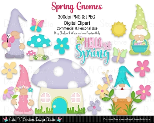 Spring Gnomes Digital Clip Art Set