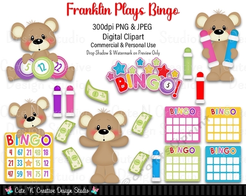 Franklin Plays Bingo Digital Clip Art Set