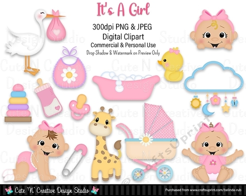 Its A Girl Digital Clip Art Set